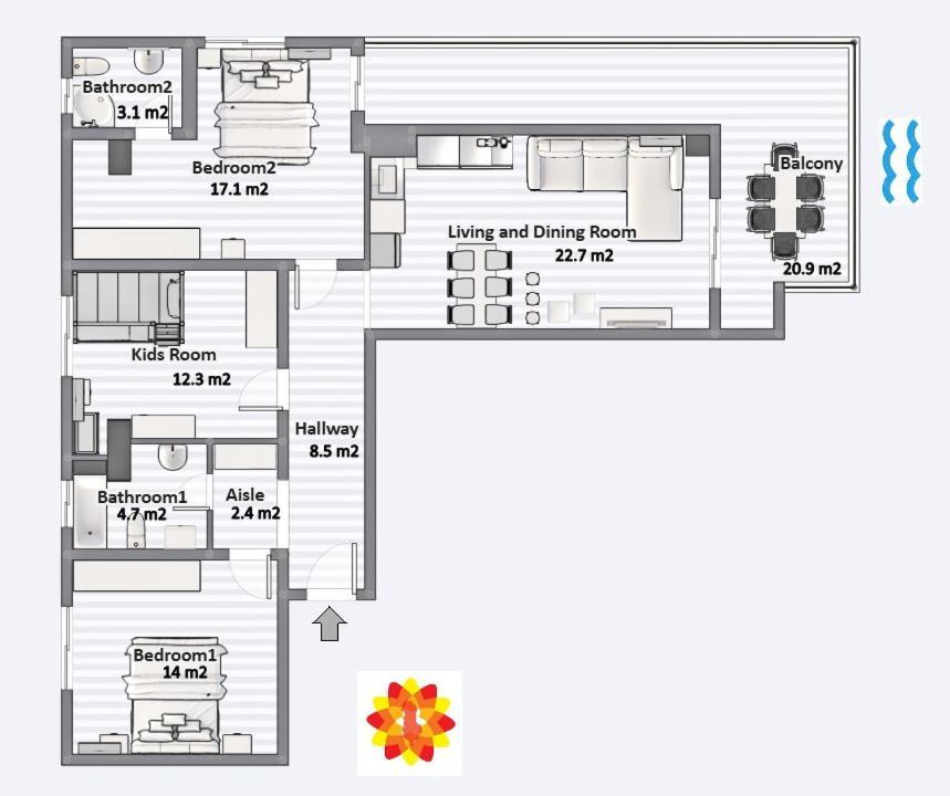 Colorful Sea View Apartment ซารานเดอ ภายนอก รูปภาพ